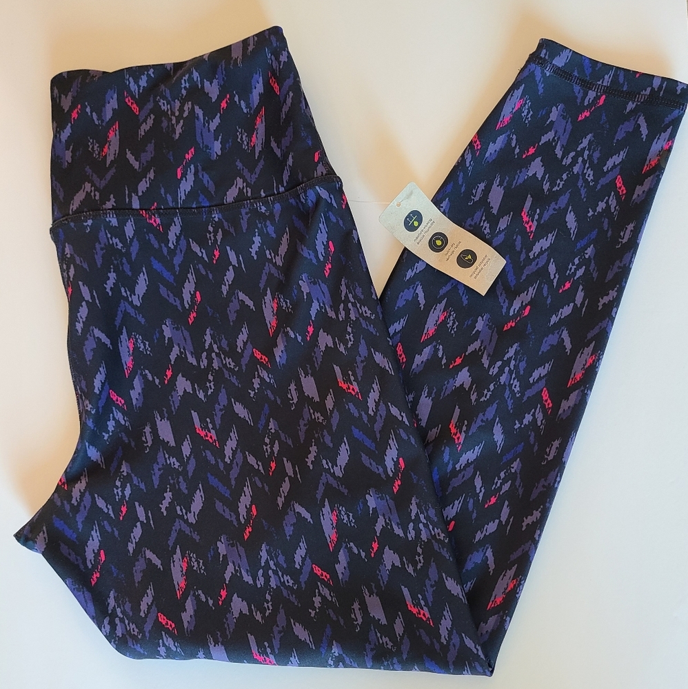 NWT Hyba Athlectic Black Vintage Print Leggings Yoga Pants Womens  Size L